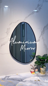 (GLOREX) High Quality Aluminium Teardrop Mirror Bathroom Mirror Deco Mirror Round Mirror Irregular Mirror Cermin Bulat