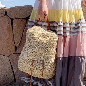 Trendy Handwoven Large Capacity Casual Womens Backpack Leisure Scattered Style Bookbag Synthetic Material School Bag