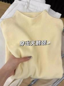 Soft Cozy Long Sleeve Knitted Base Shirt Womens Winter Sweater Autumn Korean Style Simple Top Inner Wear Half High Collar