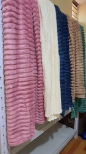 New Cotton Solid Color Blanket Soft Plush Striped Blankets
