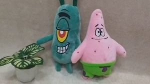 Boneka Spongebob Patrick Plankton Bordir Lucu Berlisensi Ukuran S