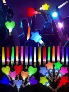 1-20PCS Glow Stick Star Heart Shaped Light Up Wands for Concert Party Atmosphere Props Handheld Support Stick LED Flashing