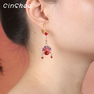 Original Design Face Mask Earrings Beijing Opera Vintage Mask Drop Earrings Zodiac Year Female Fashion Jewelry Accessories