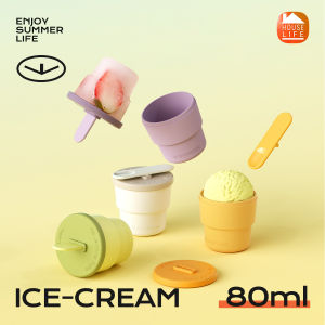 House Life 4-Piece Silicone Ice Cream Cup Set - Perfect For Home & Kitchen Use