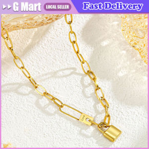 Popular Lock Pendant Chain Necklace Punk Link Chain Gold Color Padlock Pendant Necklace Women Fashion Gothic Jewelry Gift