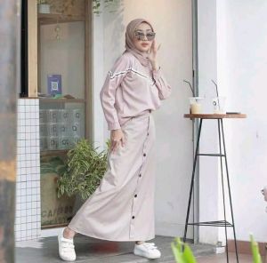 Casual Buton skrit rok panjang mode terbaru dan kekinian rok spans kekinian rok canda susun panjang katun