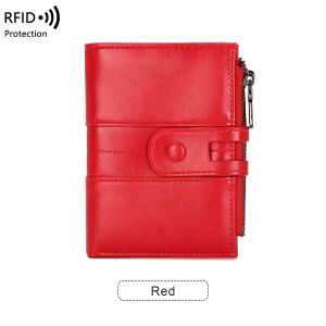 RFID Anti-Theft Brush Retro Womens Purse Multi-Card Double Zipper Wallet Soft Leather Coin Wallet Multi-Functional Short Wallet