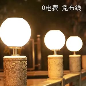 SXH  Solar Pillar Lamp Outdoor Waterproof Park Community Wall Pillar Lamp Villa Courtyard Gate round Spherical Pillar Lamp