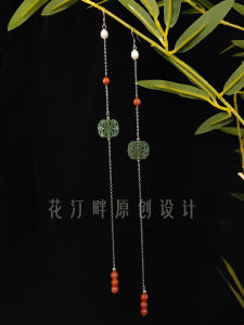 Long Pearl Earrings S925 Sterling Silver Vintage Chinese Bisque Character Tassel Dangle Womens Fashion Jewelry Accessories