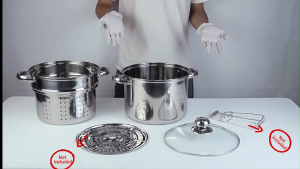 Stainless Steel Pasta Pot Steamer Pot And Lid Set With Perforated Basket Multi-Purpose Cooking Pot Soup Pot For Induction Gas Stove