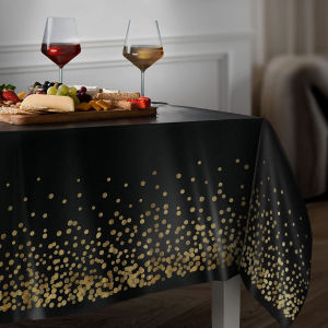 137x274cm Rectangle Disposable Bronzing Gold Dot Waterproof Party Tablecloth  for Birthday Restaurant Wedding Decoration