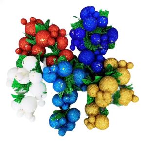 MOMO 3pcs Artificial Cherry Fruit Christmas Flower Decorations Big Glitter Berry Picks with Sticks for Christmas Tree Wreath Garland Home and Office Xmas Display Handmade in the Philippines