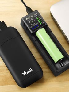 Yonii Q1 plus 18650 Lithium Battery Charger 3.7V 21700 Single Slot 26650 USB Output Outdoor Camping Travel Lighting Accessories