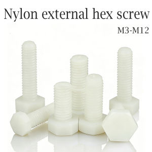 1-50pcs M3-M12 White Nylon Hex Bolts Plastic Metric Threaded Screws 3-110mm Insulated Fasteners for Industrial & Home Use