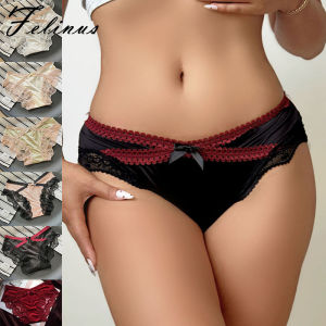 เฟลินัสสุภาพสตรีตาข่ายสามเหลี่ยมกางเกงฝรั่งเศสไอซ์ซิลค์จีสตริงชุดชั้นในลูกไม้เซ็กซี่ซาตินชุดชั้นในไม่มีรอยต่อโปร่งใสกางเกง