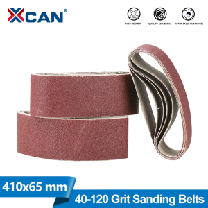 XCAN 5pcs 65x410mm Aluminum Oxide Sanding Belts 40/60/80/120Grit Sander Abrasive Belt for Sanding Wood Metal Plastic