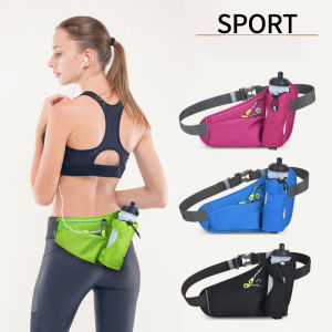 Smartconn Waist Bag Sports Belt Bag Running Belt Bag with Water Bottle Holder Hidden Pouch Portable Gym Bag for Running Cycling Hiking Walking