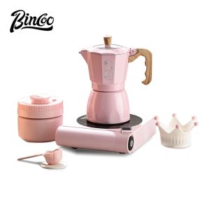 Bincoo đôi van ấm moka đặt nhà bếp gốm điện tử sưởi ấm cơ sở Máy pha cà phê tập trung khai thác ý máy pha cà phê Espresso 2 ly/4 ly