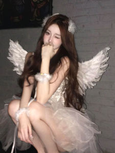 White Angel Wings Feather Cosplay Set Womens Halloween Christmas Elf Costume Accessories Headwear Props Sweet Style Hairpins