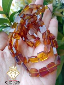 ก-10 สร้อยคออำพันพม่าแท้ อำพัน ฟอสซิลยางไม้กลายเป็นหินธรรมชาตจากประเทศพม่า เมืองคะฉิ่ง