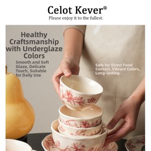 Underglaze Colored Retro French Style Bowl and Plate Set