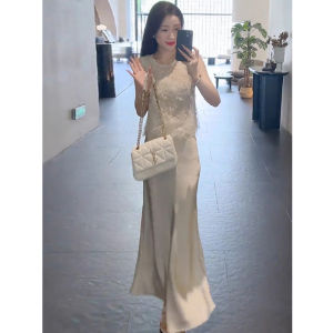 Lace Sleeveless Top and Midi Skirt Two-Piece Summer Outfit for Women Casual Easy Breathable Pullover Crewneck Design