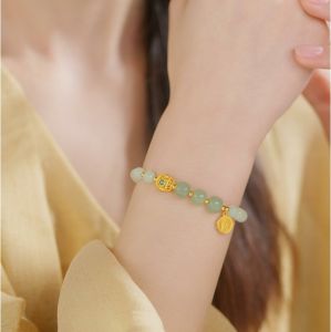 ZHOU LIU FU 周六福 S925 สร้อยข้อมือเงินสเตอร์ลิง Citrine Bracelet Pixiu Charm Chinese Fengshui Wealth Attraction Jewelry for Women 17cm J1915953