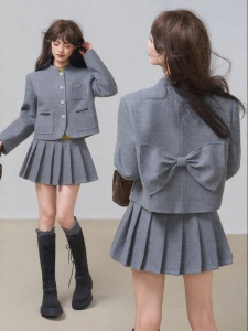 KEIKO | Smart Commute Grey Tweed Coat Set Two-piece 1set