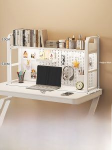 Desktop Bookshelf Iron Art Office Computer Hole Board Multi-layer Dormitory Student Home Use Study Desk Storage Rack