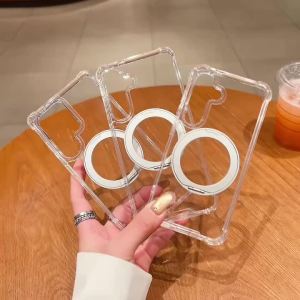 360° Rotate Stand For MagSafe Magnetic Phone Case For Samsung S26 S25 S24 S23 FE S22 Ultra Plus A37 A17 A56 A36 A26 Clear Cover
