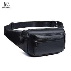 LouisWill Fashion Chest Bag Mens Waist Bag Waterproof PU Bag Sports Bag Large Capacity Phone Bag Casual Bag Cross Body Bag Outdoor Fitness Bag Travel Bag Cycling Bag Business Bag