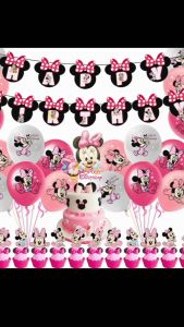 [SG Seller]Pink Mouse Party Supplies for Girls Girls Birthday Party Decorations Include Birthday Banner Cake & Cupcake Toppers Balloons Foil Balloons Invitation Cards