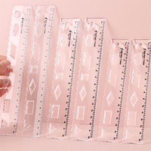 JIELI | Multi-functional Ruler with Wavy Line and Geometry Shapes 15cm 18cm 20cm