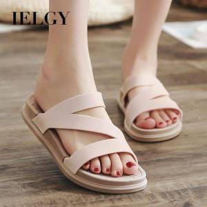 IELGY slippers womens summer outerwear students Korean version of ins super fire flat sandals and slippers