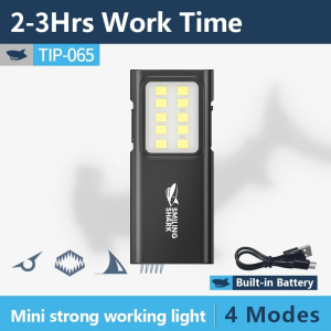 Smiling Shark TIP065 Mini Rechargeable WorklightCOB Floodlight Pocket Flashlightwith Clip Designfor Outdoor Running Hiking