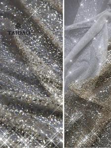ผ้าตาข่ายแฟชั่นแบบหนาแน่นเคลือบทองคำพร้อมผ้าตาข่ายสีฟ้าน่ารักสำหรับเสื้อผ้าและเครื่องประดับ DIY