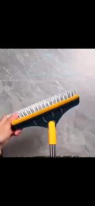 PUSH BRUSH001 - 2 in 1 Stainless Long Handle Plastic Scrubber Floor Scrub Brush and Wiper with Adjustable Stiff Bristles for Floor Cleaning (100cm)