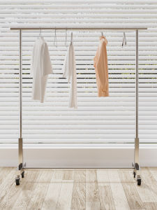 Clothing Store Display Stand Floor Hanging Dedicated Movable Floor Hanger Hanging Stainless Steel with Wheels Display Rack