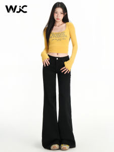 Quần Jeans Ống Loe Màu Đen Cho Nữ Quần Dài Đến Sàn Kiểu Dáng Ôm Dáng Rộng Thoải Mái Thường Ngày Quần Jeans Denim