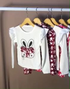 9 Shop Setelan Baju dan Celana Anak Perempuan RABIT KISS Umur 2-5 Tahun / Stelan Kartun Balita Cewek / Set Atasan Bawahan Putri Princess Korea Pakaian Busana Murah