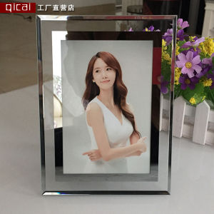Modern Minimalist Crystal Glass Photo Frame 8x7 Inch Tabletop Display Wall Hanging Print Baby Studio Picture Holder Frame