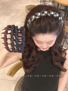 Retro Polka Dot Hairband High Hairline Womens Outing Versatile Face Washing Anti-Slip Wave Headband Hair Clip Stylish Hair Accessories