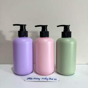 Chai nhựa HDPE dáng Bầu Tròn 300ml Màu Hồng/Tím/Xanh Mint- Đựng dầu gộisữa tắmkem body - Chất lượng - Hàng Đẹp