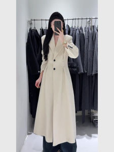 Elegant White Suit Long Sleeve Dress Slimming Waist Design Fashionable Autumn New Style High Quality Womens Dress Polyester Fiber