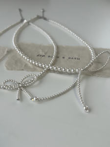 Silver Butterfly Knot Choker Necklace Pearl Womens Fashion Jewelry Sweet Elegant Versatile Clavicle Chain Necklace