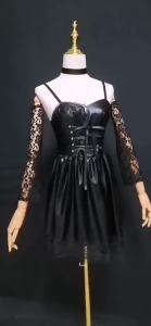 Nữ Anime Nhật Bản Misa Amane Cosplay Váy Phong Cách Gothic Giả Da Viền Ren Trang Phục Gợi Cảm Cho Halloween