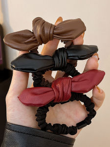 Autumn Winter Leather Hair Ties Butterfly Knot Folded Hair Bands High Ponytail Elastic Hair Bands Hair Accessories New 2025