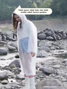 Jas Hujan Korea Eva Waterproof Model Poncho Mantel Hujan Pria dan Wanita