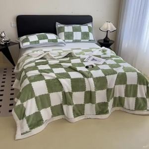 Winter Warm Flannel Throw Blanket Cozy Machine Washable Nap Blanket For Couch Bedroom Decor Christmas Checkerboard Style Gift