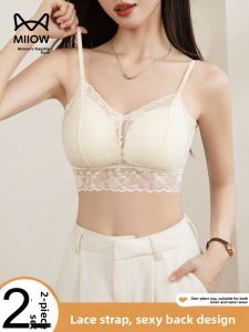 Miiow |  Lace Bralette Tank Top Womens New 2025 Backless Underwear Summer Inner Wear With Chest Pad Vest Fit Style Short Length